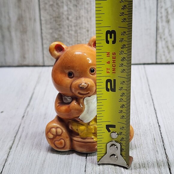 Vintage Teddy Bear Cub Toothpick Holder Ceramic Glazed 3'' JAPAN - Picture 8 of 8